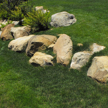 Landscape rock and boulder placement