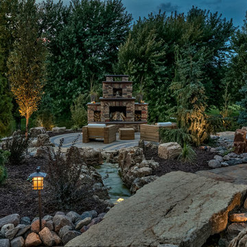 Landscape View of Evening Fireplace Environment