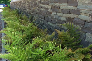 Schattiger Moderner Garten mit Natursteinplatten in New York