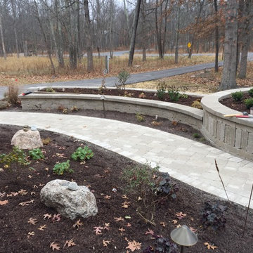Landscaping, LED Lighting, Front Walkway, Planter Walls, New Paltz NY