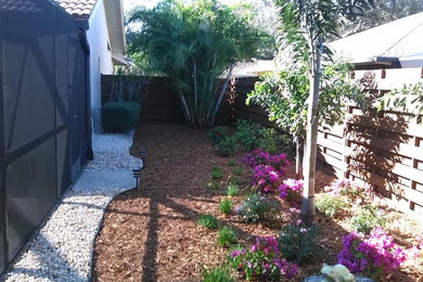 Design ideas for a drought-tolerant gravel landscaping in Tampa.