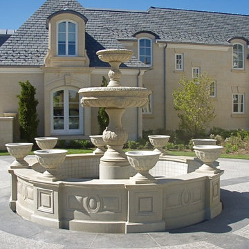 Large Granite Estate Fountain with Planters