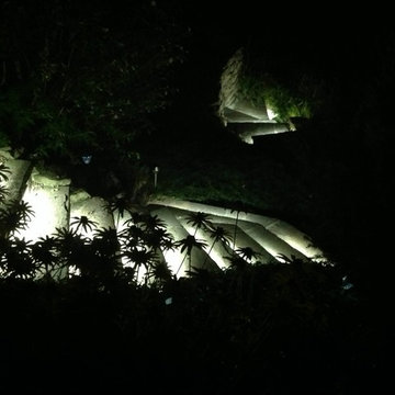 LED landscape lights for a stone stairway