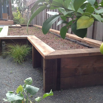 Long, custom, re-sawn redwood garden box