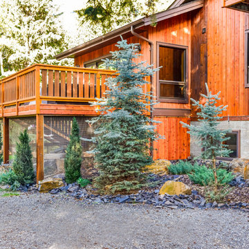 Low Maintenance Side Yard with Rundle Stone Tailings & Bark Nuggets