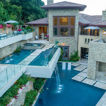 Luxury Pool With Falling Water Inspired by Frank Llyod Wright