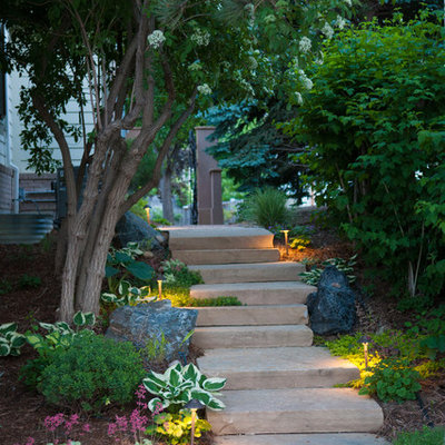 Photo of a traditional stone garden path in Denver.