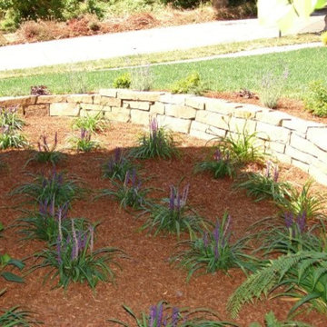 Massing of Liriope with Dry Stacked Ledge Stone Wall
