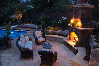Mediterranean Outdoor Fireplace & Pool
