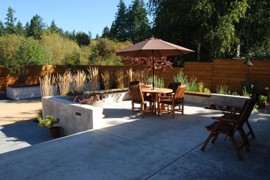 Mid-sized mid-century modern backyard patio photo in Portland