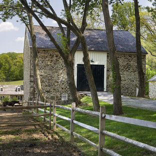 Design ideas for a farmhouse backyard driveway in Philadelphia.