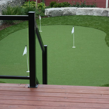 Modern Backyard Living with Golf Green