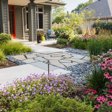 Modern Concrete and Bluestone Walk - New Berlin