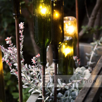 Modern Planter with Wine Bottle Lighting