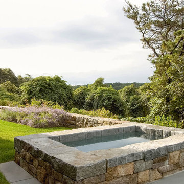 Modern Spa and Stone Wall on Cape Cod