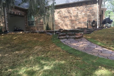 Moss rock project and pavers