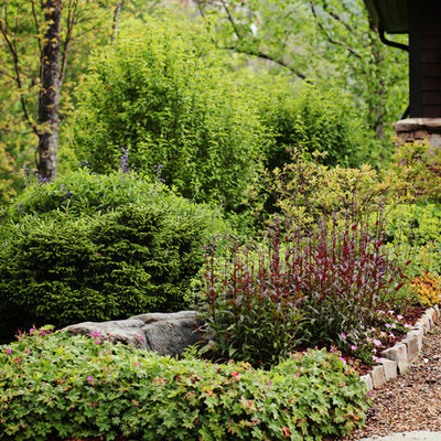 Photo of a mid-sized traditional full sun front yard gravel driveway in Charlotte for spring.