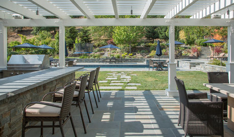 My Houzz: A Family Backyard for Dining, Relaxing, Swimming and Playing