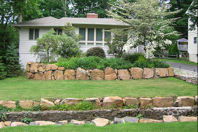 Foto de jardín en patio delantero con adoquines de piedra natural