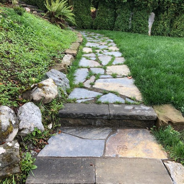 Natural flagstone pathway and manor stone steps