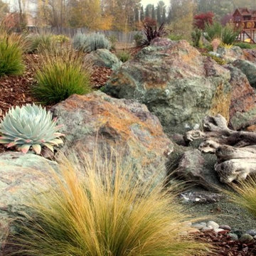 Natural Stone Creates Organic Retaining Wall