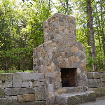 Natural Stone Outdoor Fireplace in Milford, NH