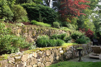 Foto de jardín clásico renovado en patio trasero con jardín francés