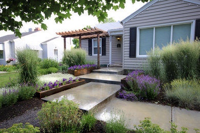 Design ideas for a modern front yard landscaping in Salt Lake City.