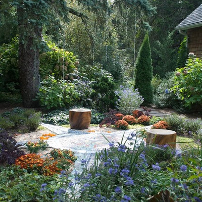 Inspiration for an eclectic shade backyard garden path in New York.