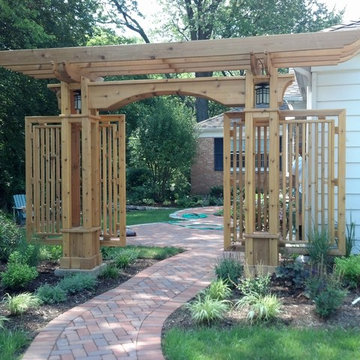 Northbrook Entry Arbor, Garden, Brick paver walkway and patio