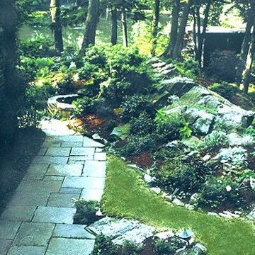 NY Landscape Garden Rock Outcrop Garden Planted