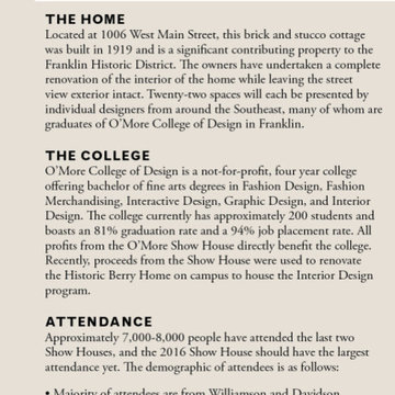 O'More College of Design - 2016 Show House