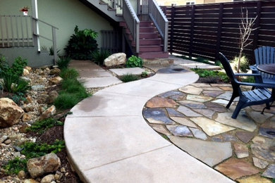 Design ideas for a small traditional partial sun front yard stone garden path in San Francisco.