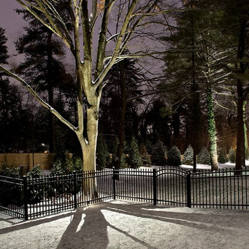 Old Westbury Estate Winter Landscape with Lighting Design
