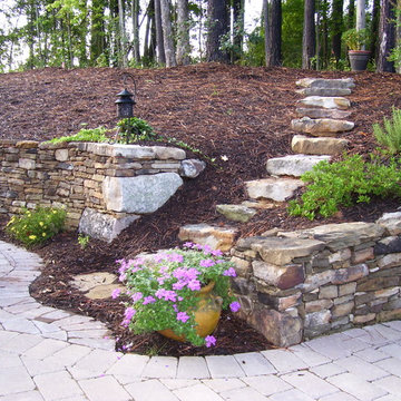 Old World Retaining Wall and Patio