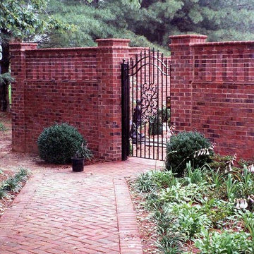 Ornate Brick Wall and Herringbone Walkway