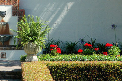 マイアミにあるお手頃価格の中くらいな、夏のトラディショナルスタイルのおしゃれな庭 (庭への小道、半日向、レンガ敷き) の写真