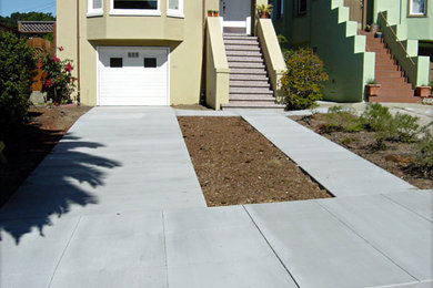 サンフランシスコにある低価格の小さなトランジショナルスタイルのおしゃれな庭 (マルチング舗装、半日向) の写真