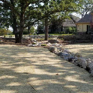 Outcropping Retaining Walls and Dry Creek Bed