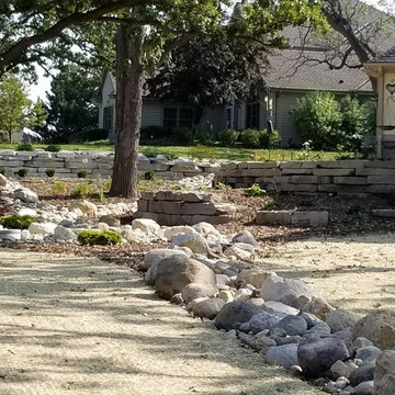 Outcropping Retaining Walls and Dry Creek Bed