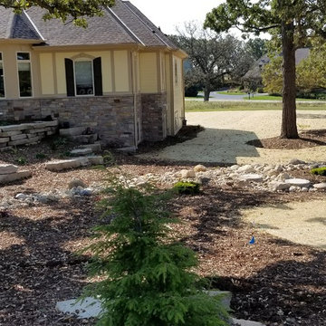 Outcropping Retaining Walls and Dry Creek Bed