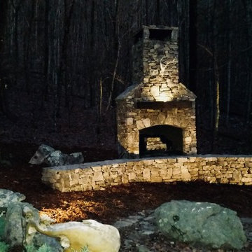 Outdoor Fireplace and Boulder Area