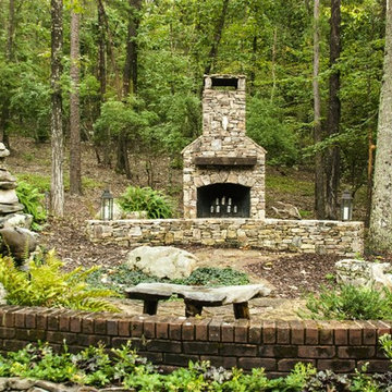 Outdoor Fireplace and Boulder Area