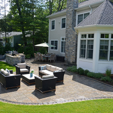Outdoor Living Space with Firepit and Kitchen Wyckoff, NJ