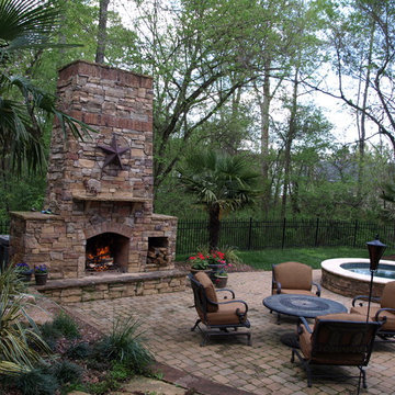 Outdoor Living - Stone Fireplace and Jacuzzi