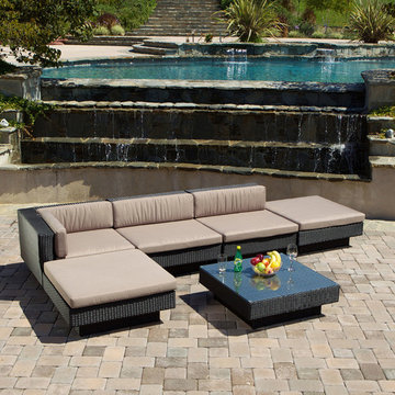 Outdoor Patio Furniture 6pcs Wicker Luxury Sectional Sofa Seating Set