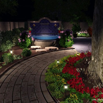 Outdoor Spa with Custom Water Feature