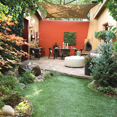 This is an example of a mediterranean lawn edging in Albuquerque.