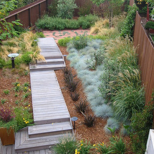 Design ideas for a mid-sized contemporary backyard landscaping in San Francisco with decking.