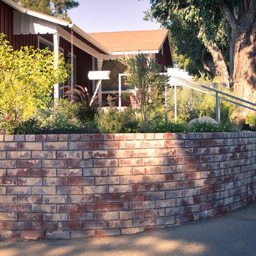 Painted Red Brick Retaining Wall- Curb Appeal